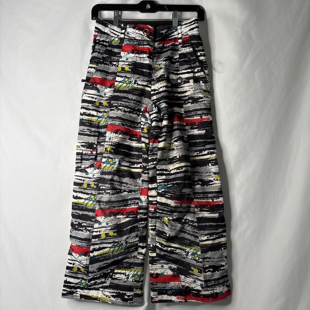 Obermeyer Twilight Snow Ski‎ Pants Junior Size 10 Colorful Paint Splatter Black